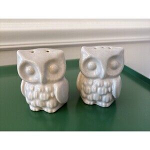 Vintage Owl White Ceramic Salt Pepper Shakers Pfaltzgraff - Mid Century